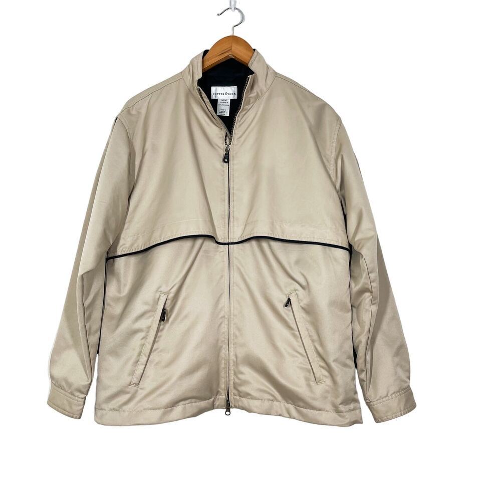 Cutter & Buck Ladies Golf Windbreaker Jacket Sz M Beige Front Zip Casual Outdoor